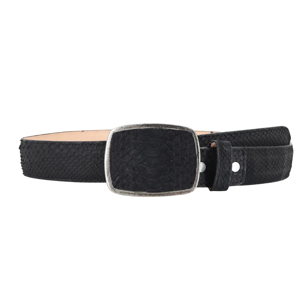 CINTO HOMBRE PITÓN NEGRO NOBUCK