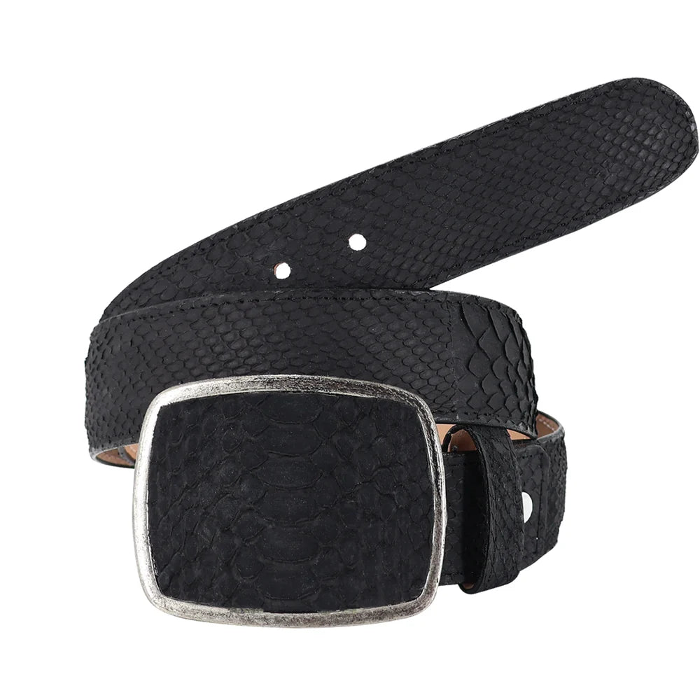 CINTO HOMBRE PITÓN NEGRO NOBUCK