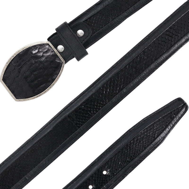 CINTO HOMBRE PITÓN NEGRO NOBUCK